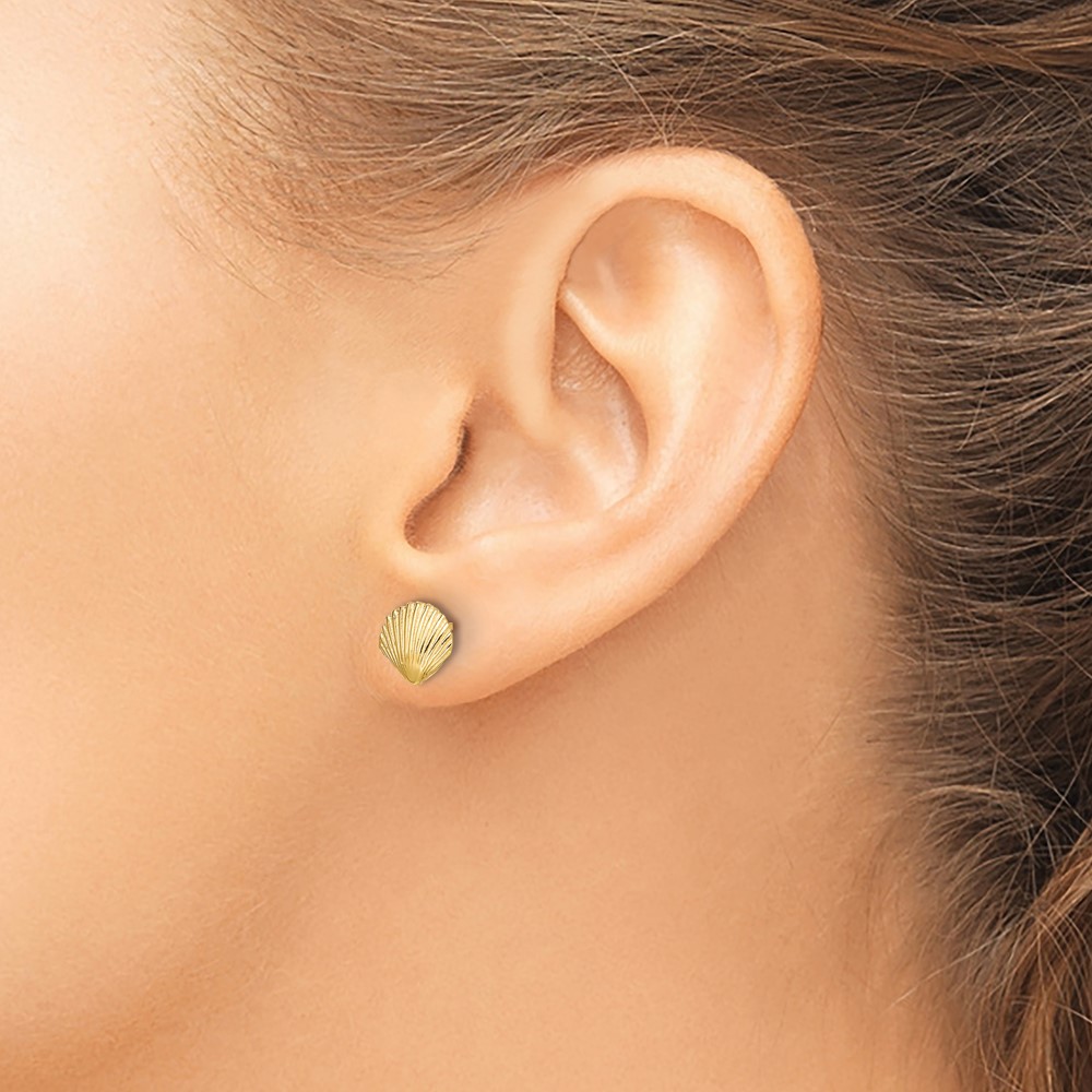 10K Scallop Shell Post Earrings (10TE782)