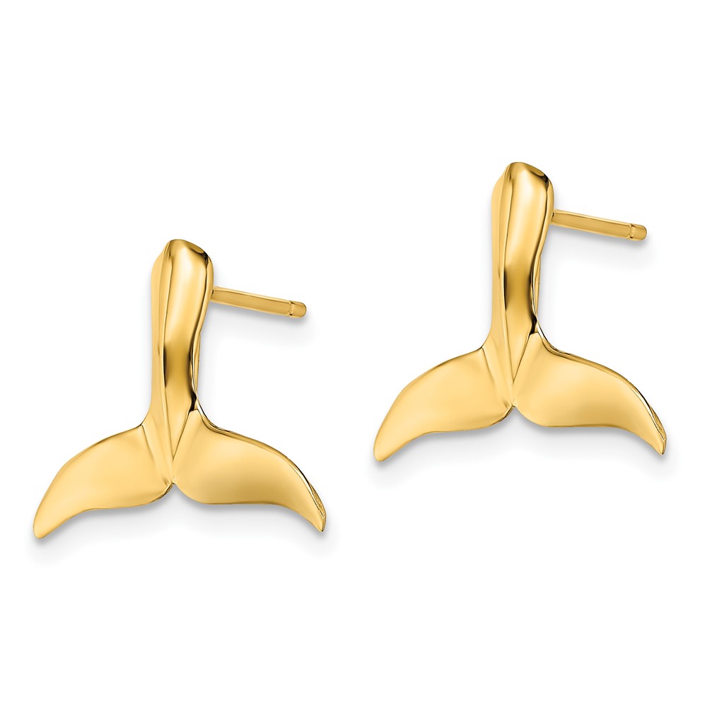 10K 2-D Whale Tail Post Earrings (10TE819)