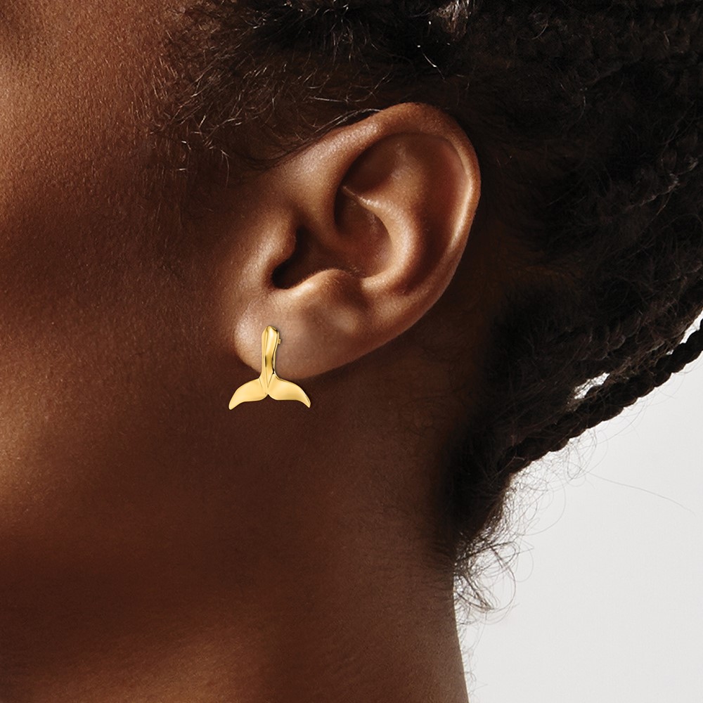 10K 2-D Whale Tail Post Earrings (10TE819)