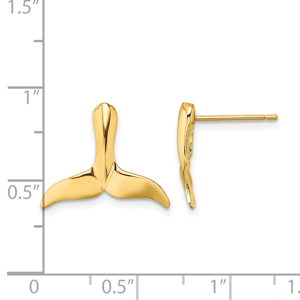 10K 2-D Whale Tail Post Earrings (10TE819)