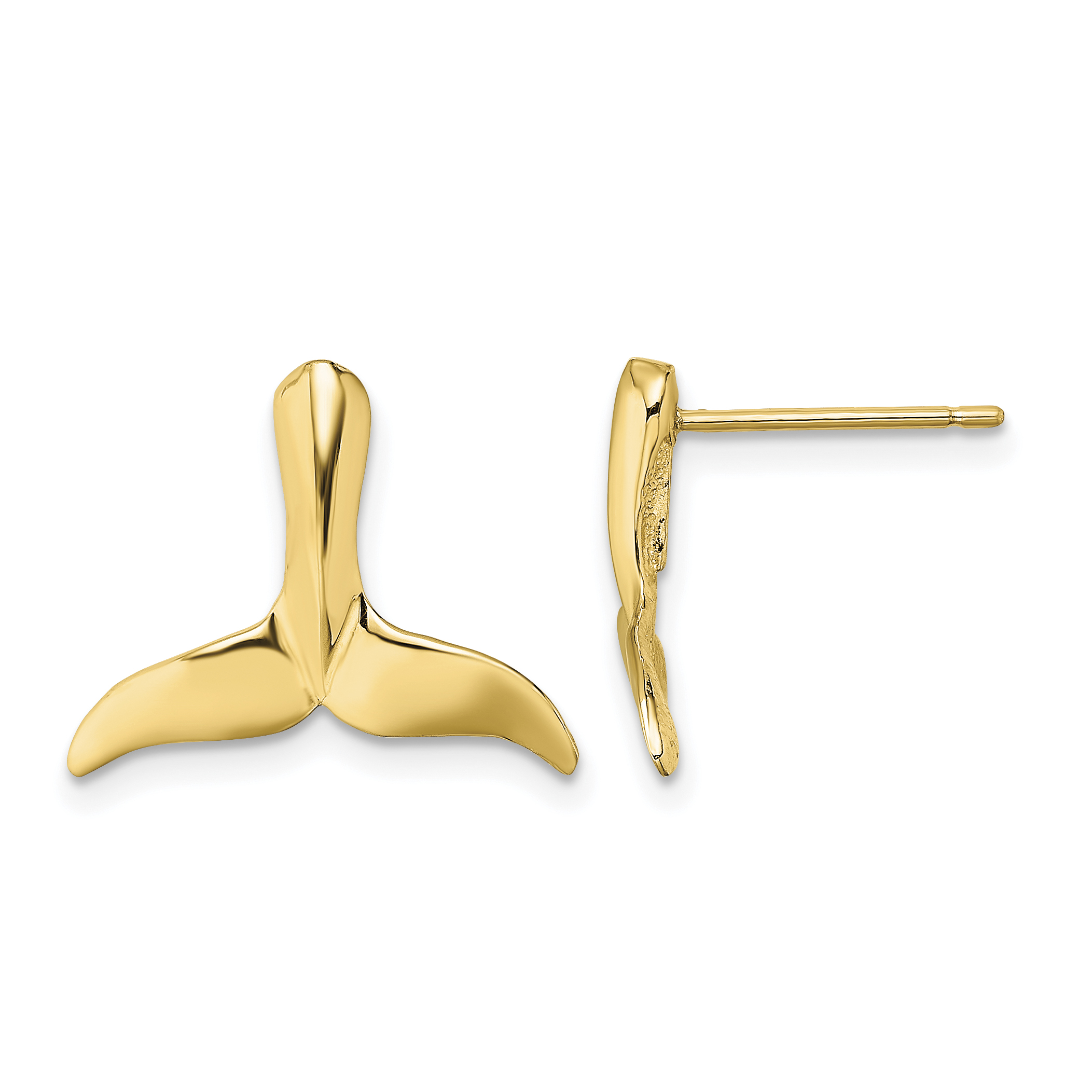 10K 2-D Whale Tail Post Earrings (10TE819)