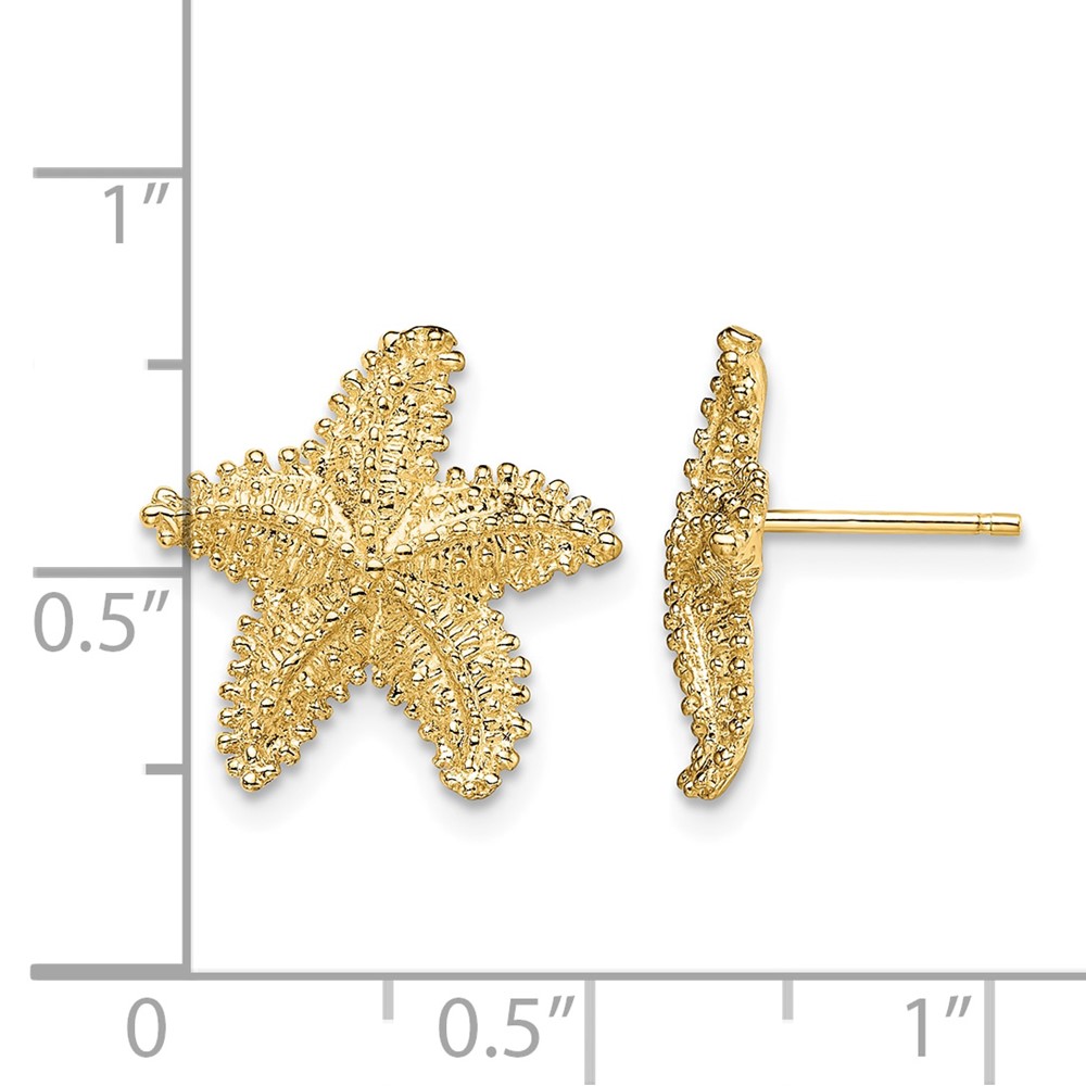10K Textured Beaded Starfish Post Earrings (10TE868)