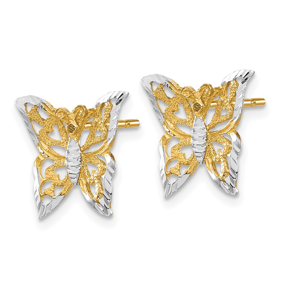 10k w/Rhodium Butterfly Post Earrings (10TE894)