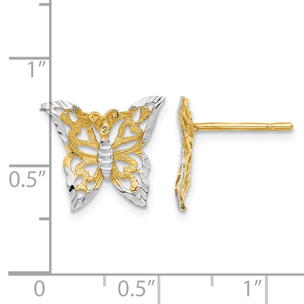 10k w/Rhodium Butterfly Post Earrings (10TE894)