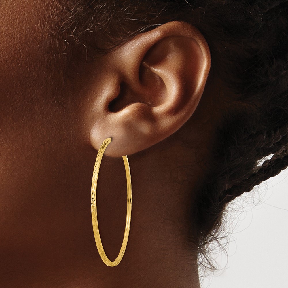 10k Diamond-cut Square Tube Endless Hoop Earrings (10TF1000)