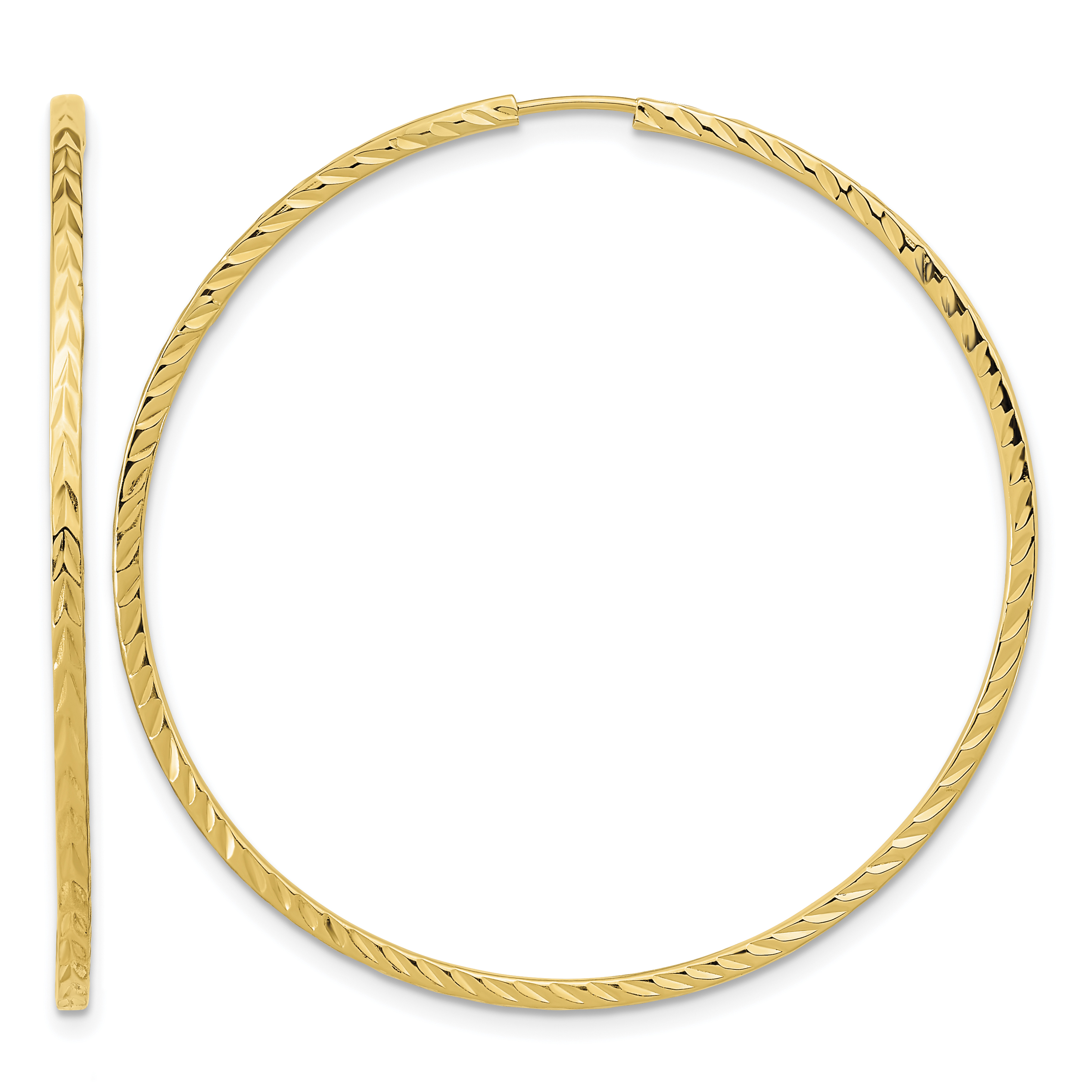 10k Diamond-cut Square Tube Endless Hoop Earrings (10TF1000)