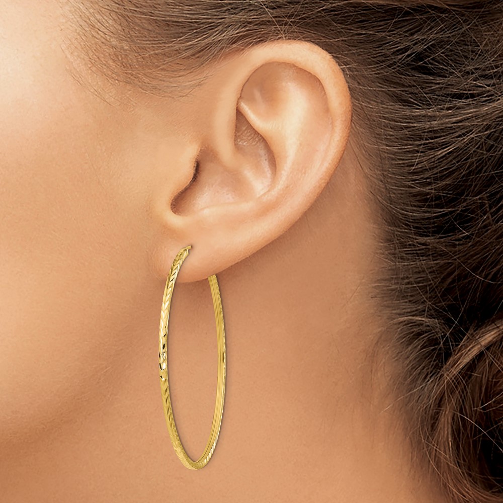 10k Diamond-cut Square Tube Endless Hoop Earrings (10TF1001)