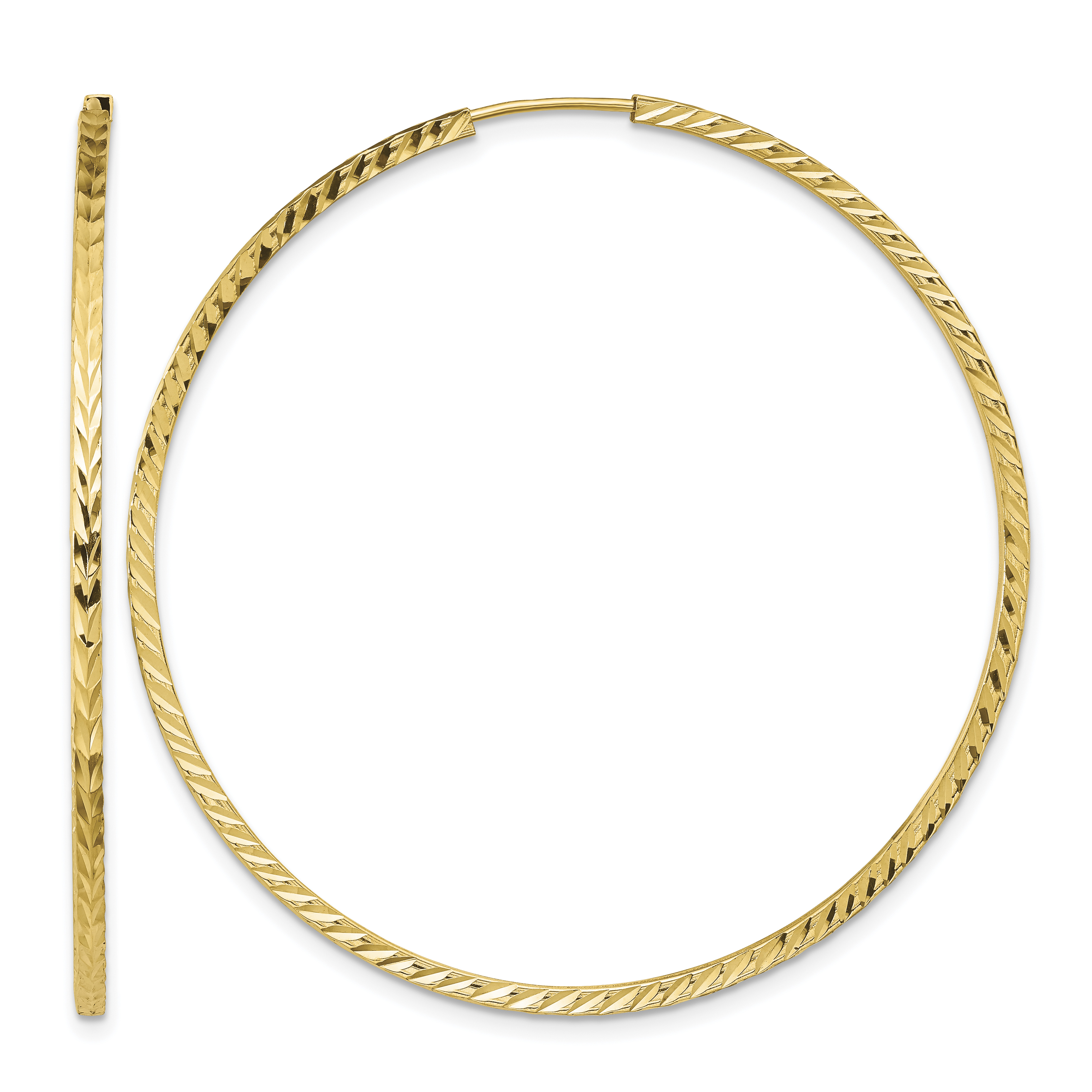 10k Diamond-cut Square Tube Endless Hoop Earrings (10TF1001)