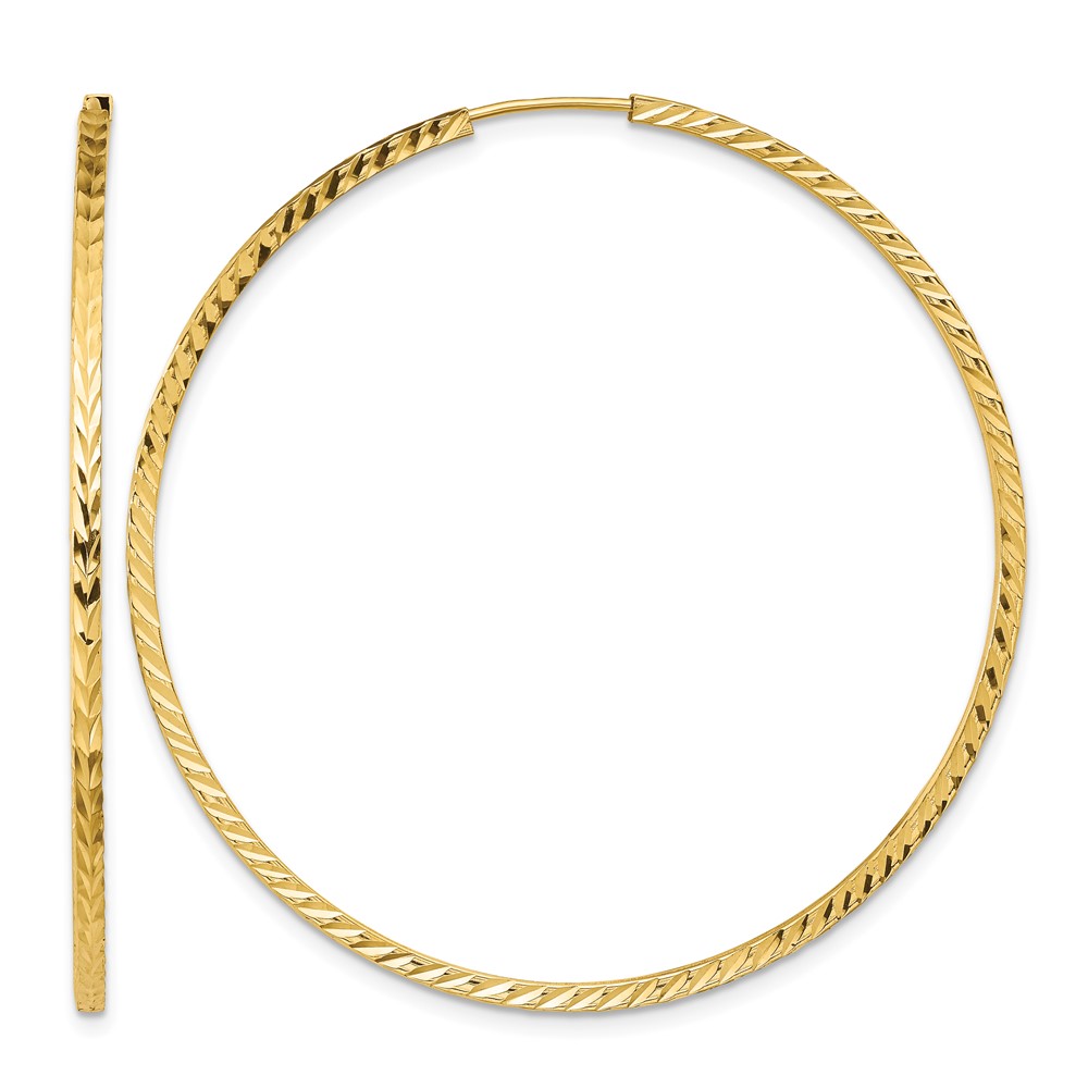 10k Diamond-cut Square Tube Endless Hoop Earrings (10TF1001)