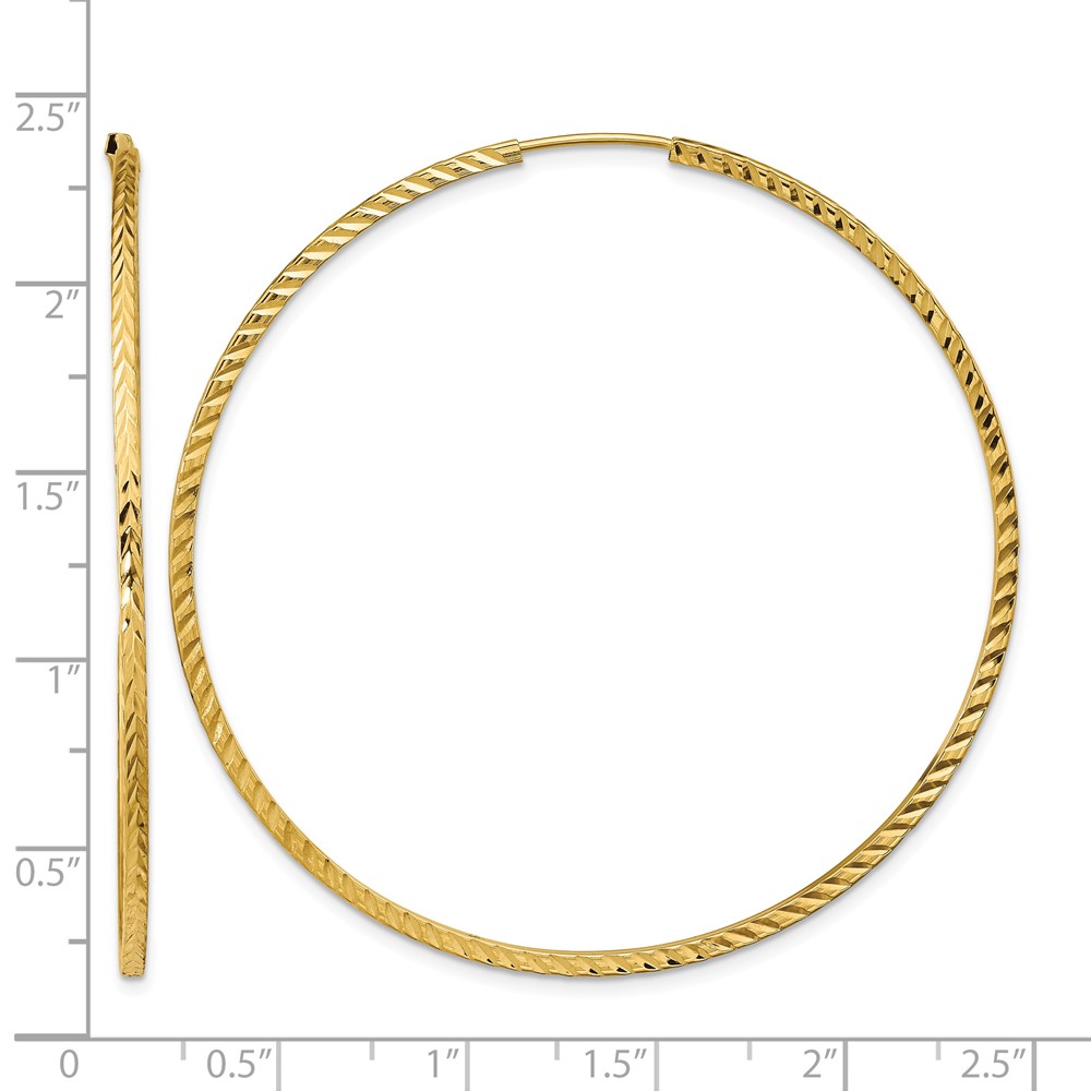 10k Diamond-cut Square Tube Endless Hoop Earrings (10TF1002)
