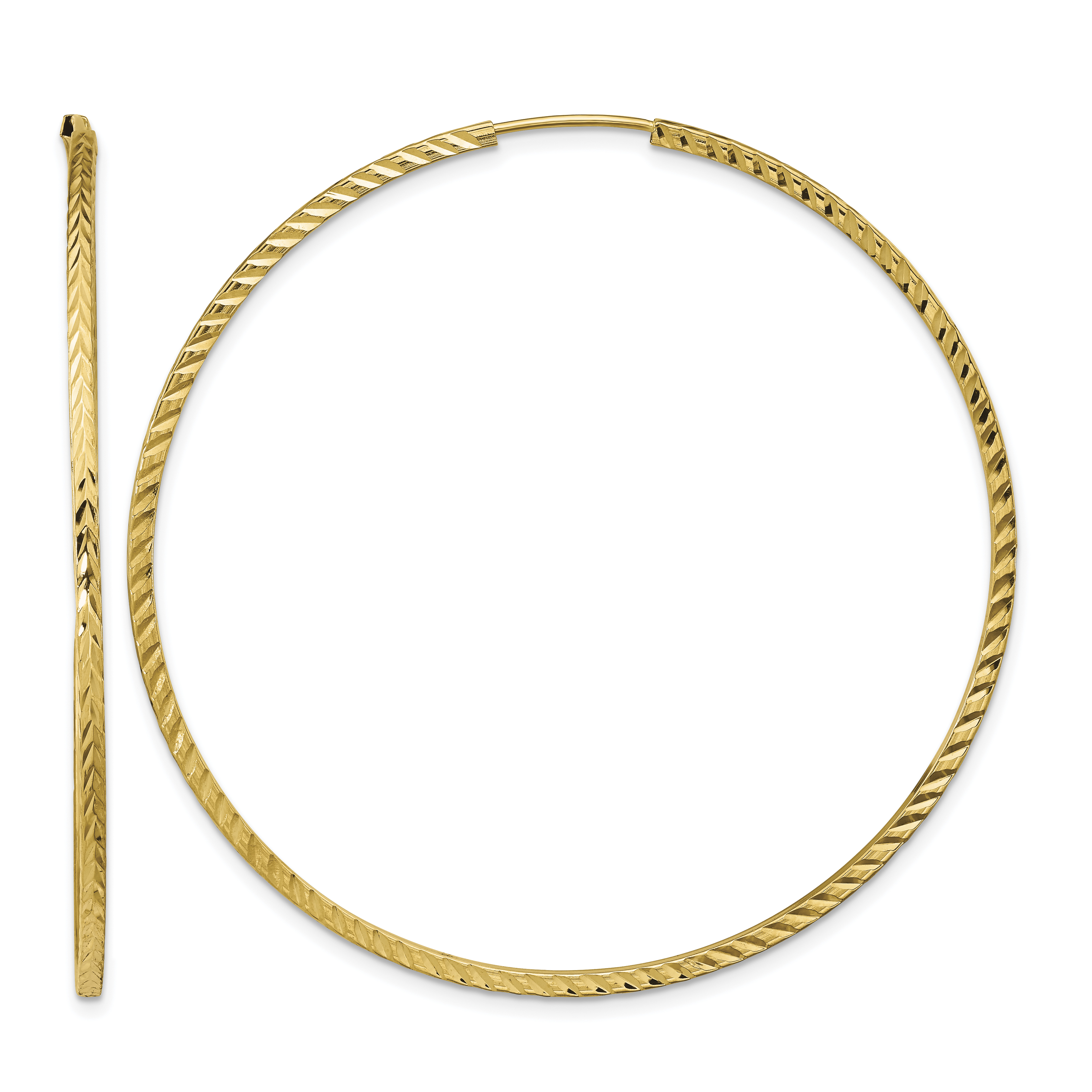 10k Diamond-cut Square Tube Endless Hoop Earrings (10TF1002)