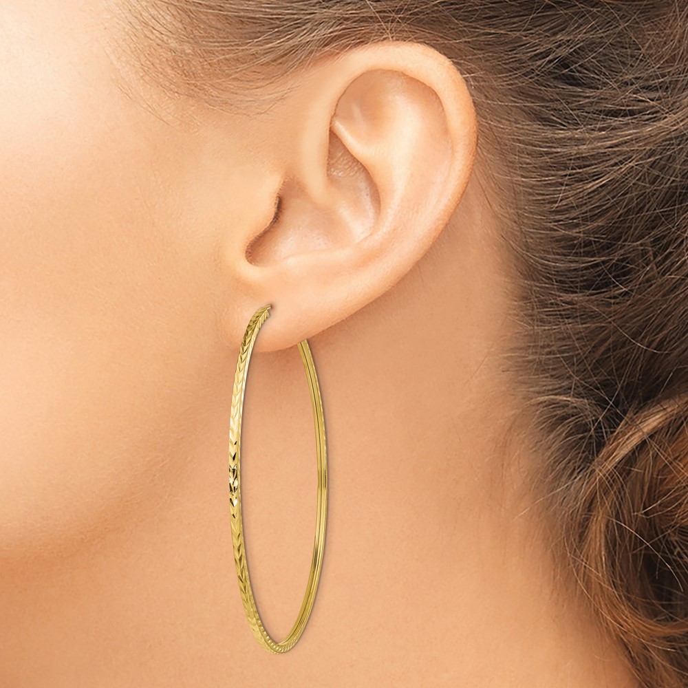 10k Diamond-cut Square Tube Endless Hoop Earrings (10TF1003)
