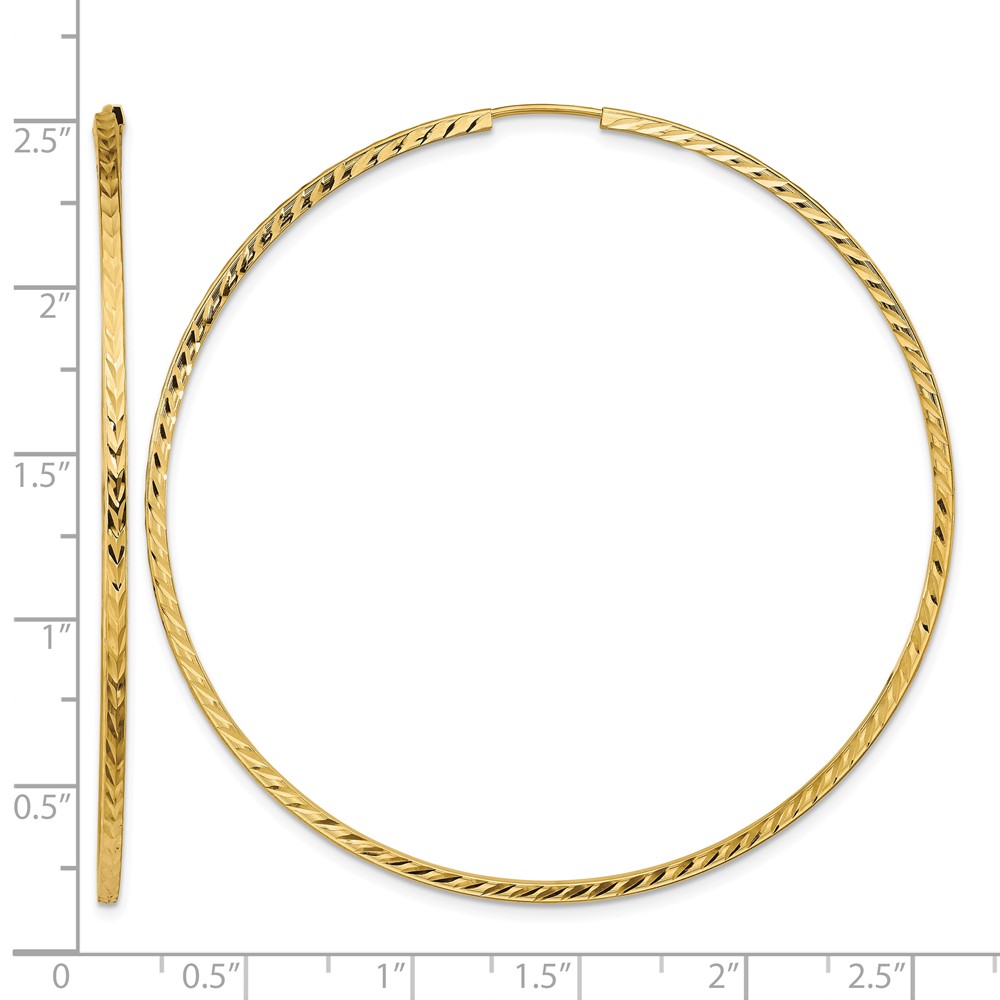 10k Diamond-cut Square Tube Endless Hoop Earrings (10TF1003)