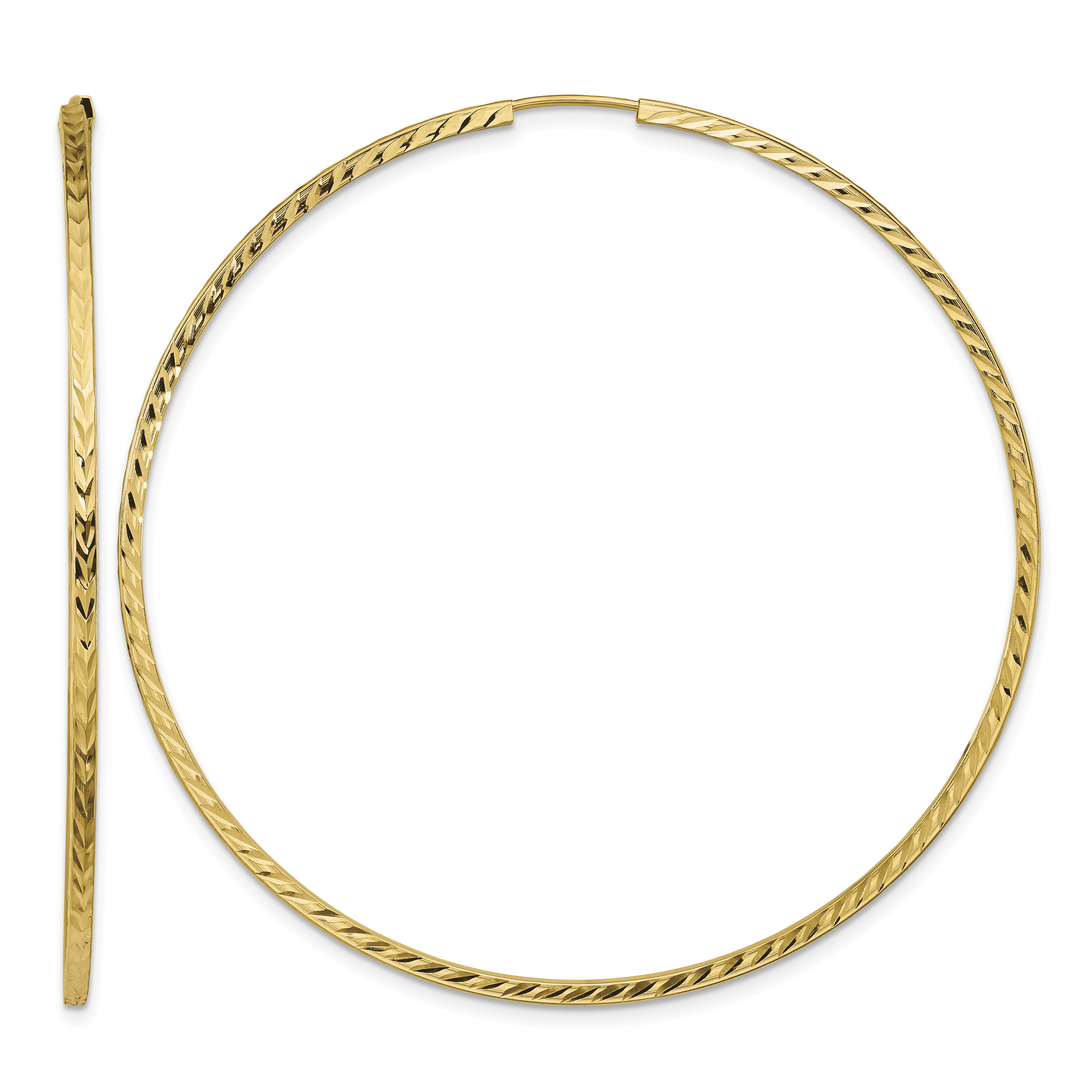 10k Diamond-cut Square Tube Endless Hoop Earrings (10TF1003)