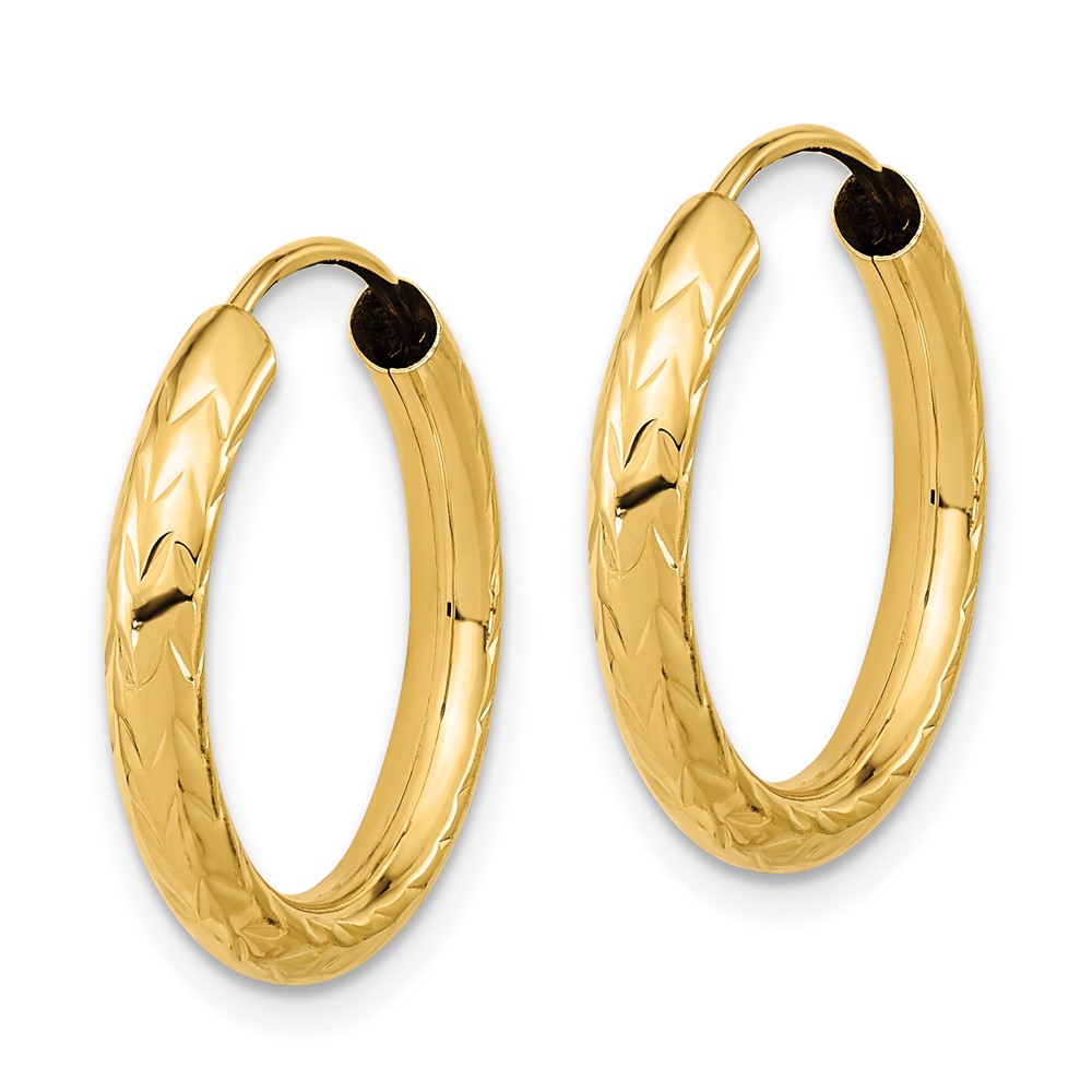 10k Polished & D/C Endless Hoop Earrings (10TF1004)