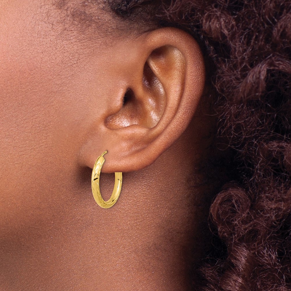 10k Polished & D/C Endless Hoop Earrings (10TF1004)