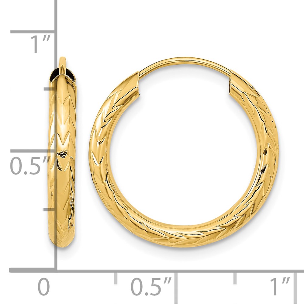 10k Polished & D/C Endless Hoop Earrings (10TF1004)