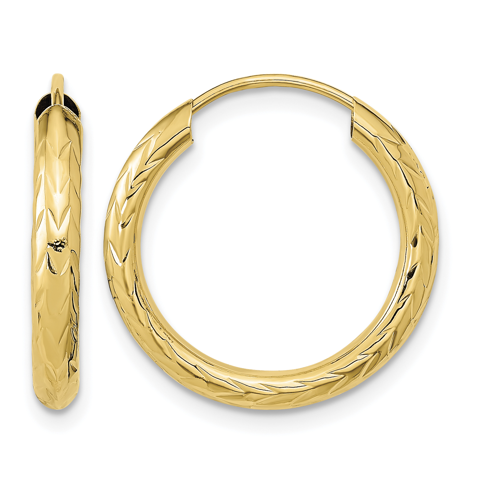 10k Polished & D/C Endless Hoop Earrings (10TF1004)