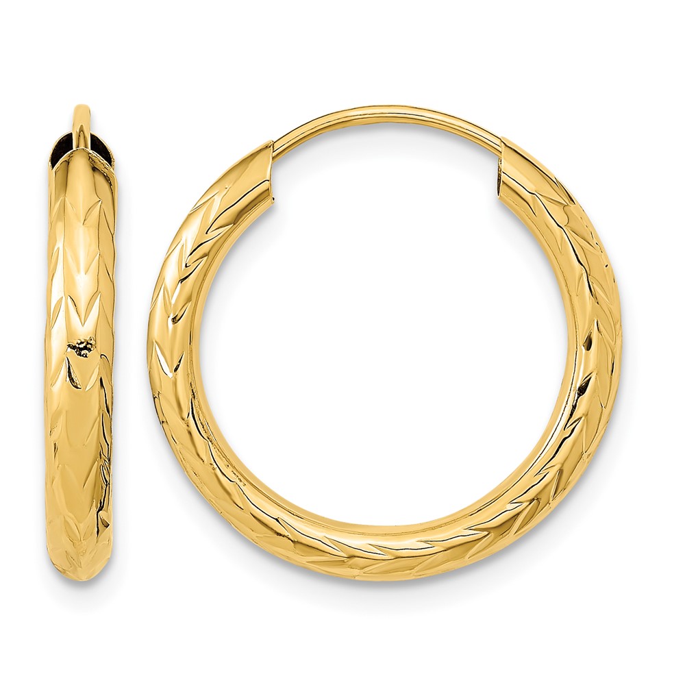 10k Polished & D/C Endless Hoop Earrings (10TF1004)