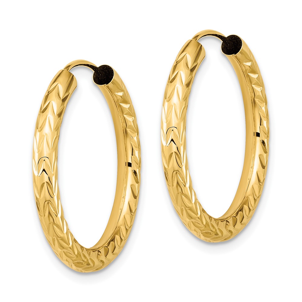 10k Polished & D/C Endless Hoop Earrings (10TF1005)