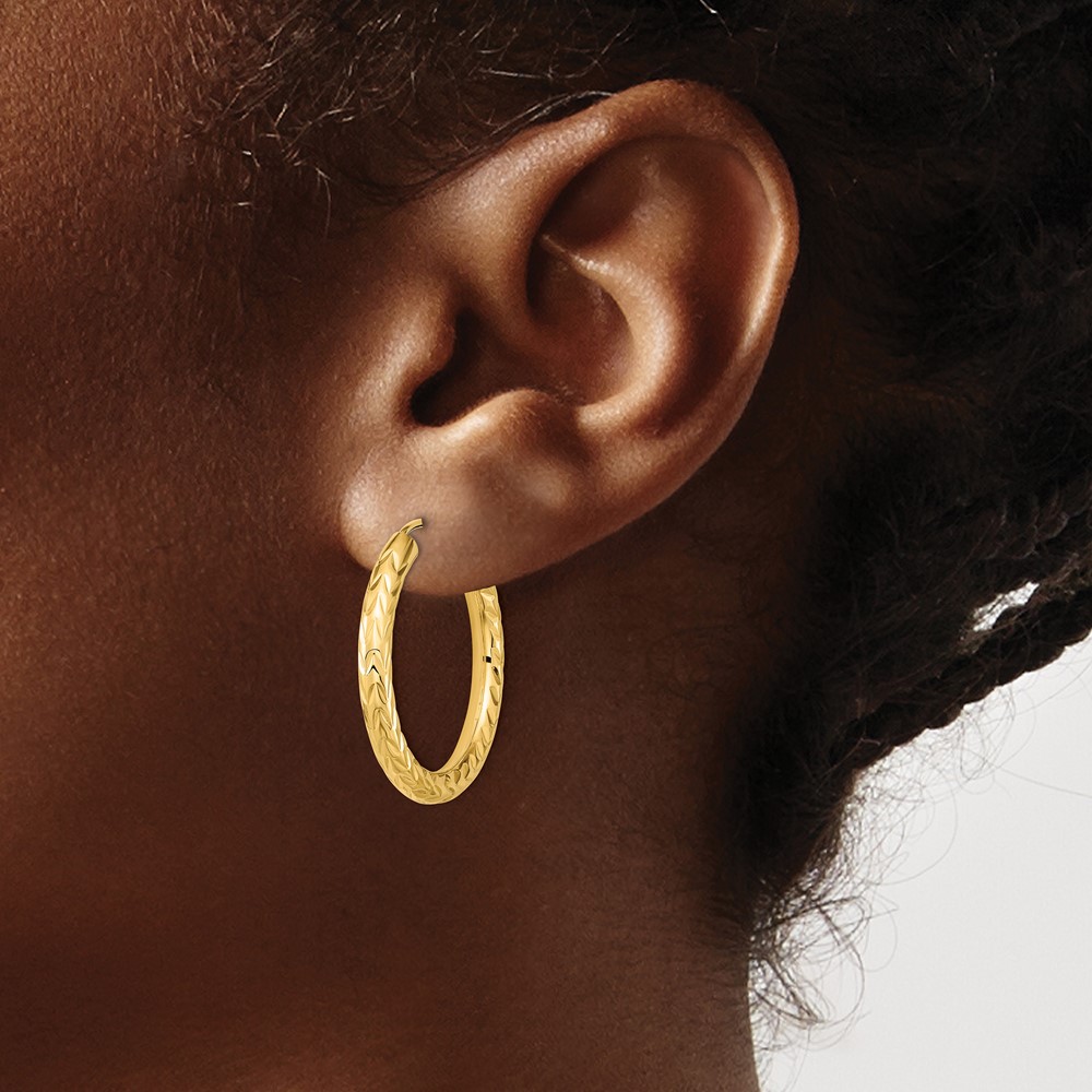 10k Polished & D/C Endless Hoop Earrings (10TF1005)
