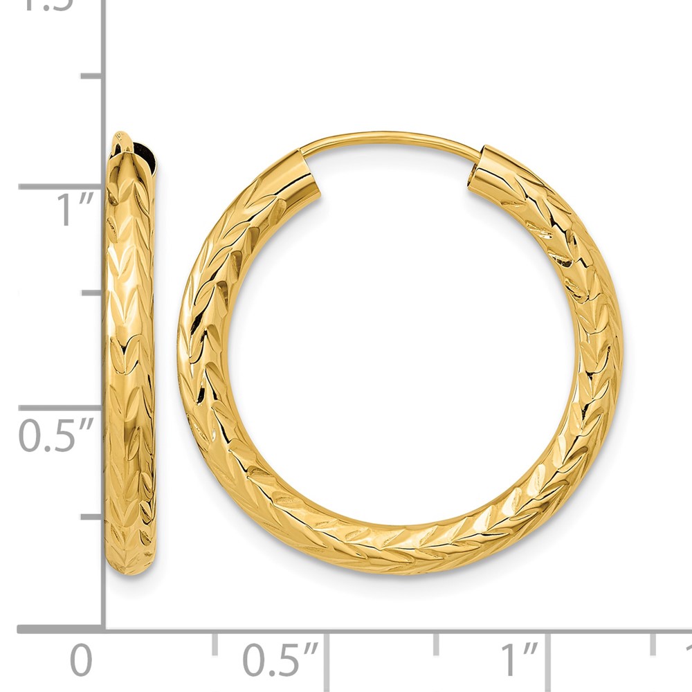 10k Polished & D/C Endless Hoop Earrings (10TF1005)