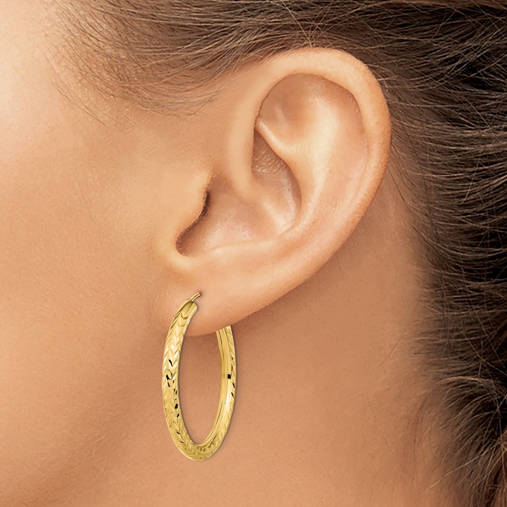 10k Polished & D/C Endless Hoop Earrings (10TF1006)