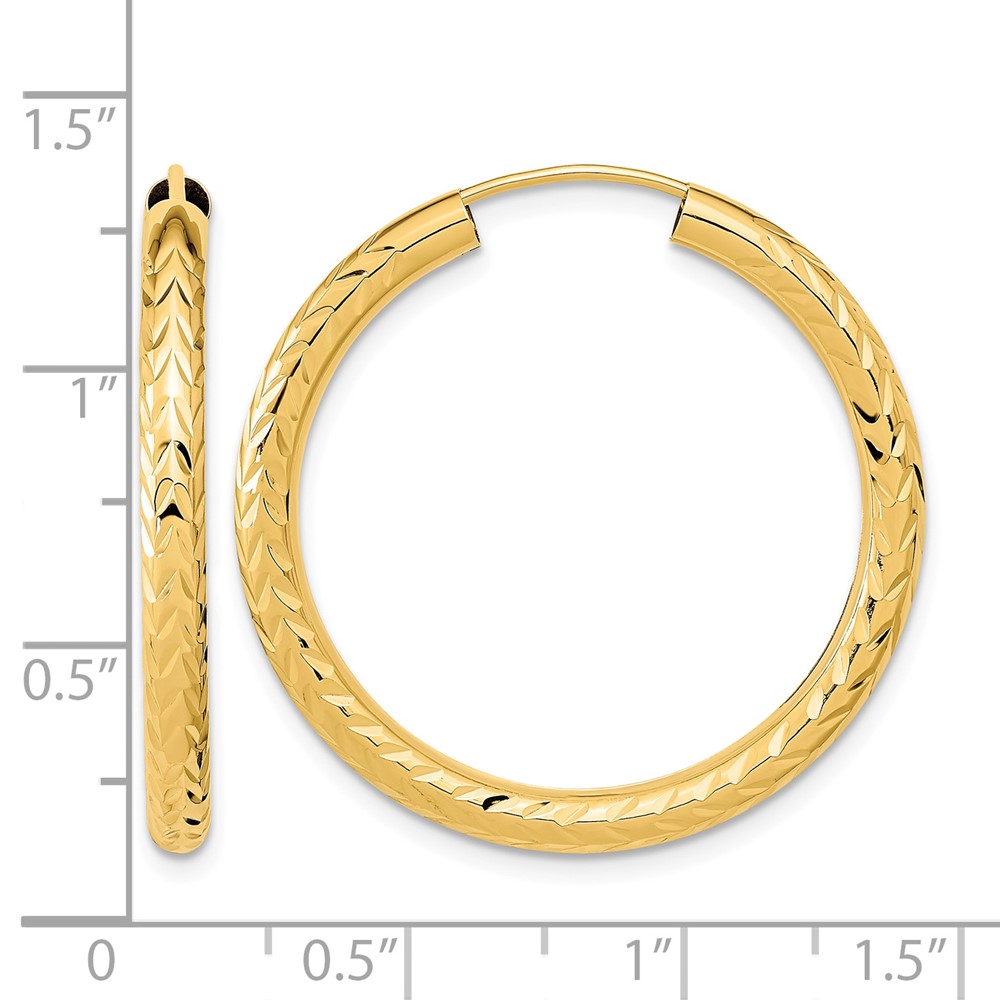 10k Polished & D/C Endless Hoop Earrings (10TF1006)