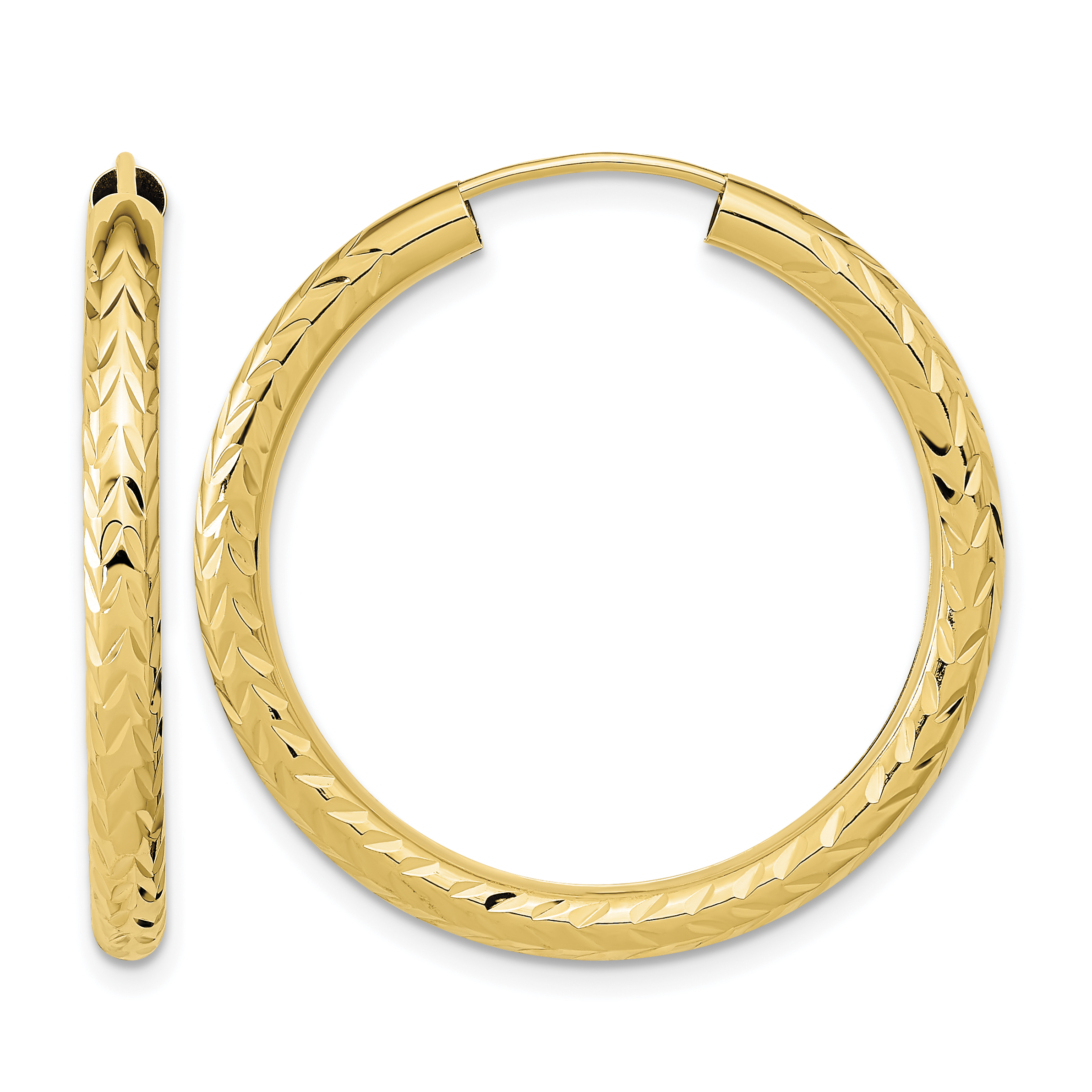 10k Polished & D/C Endless Hoop Earrings (10TF1006)
