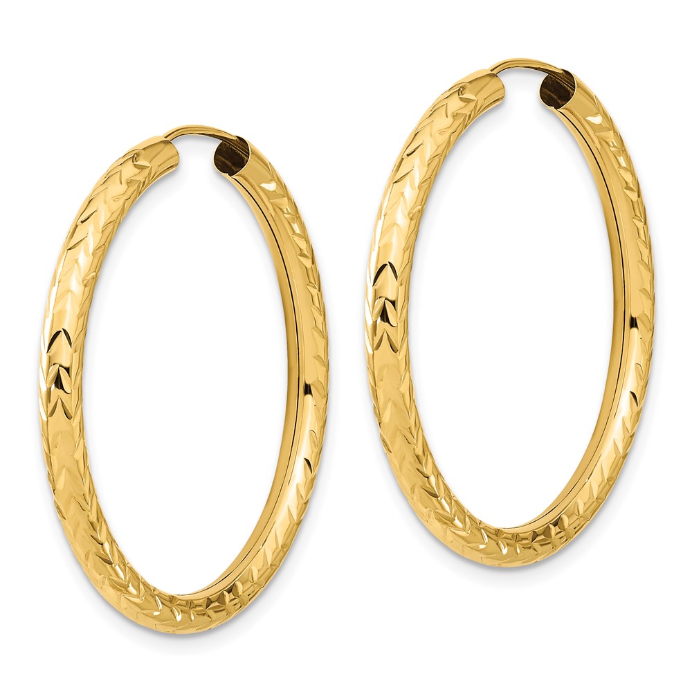 10k Polished & D/C Endless Hoop Earrings (10TF1007)