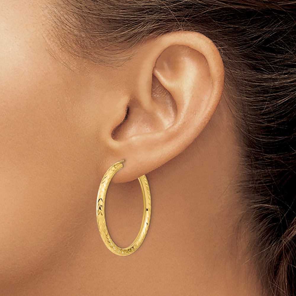 10k Polished & D/C Endless Hoop Earrings (10TF1007)