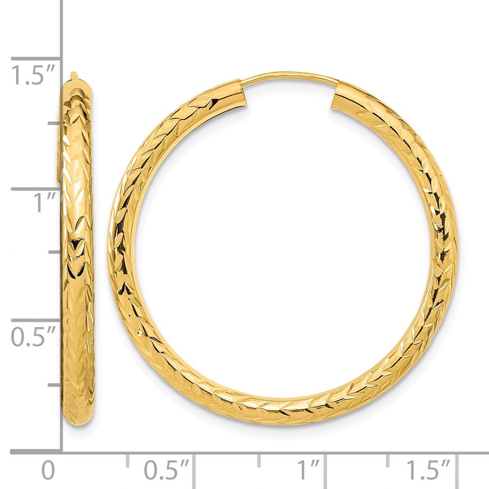 10k Polished & D/C Endless Hoop Earrings (10TF1007)