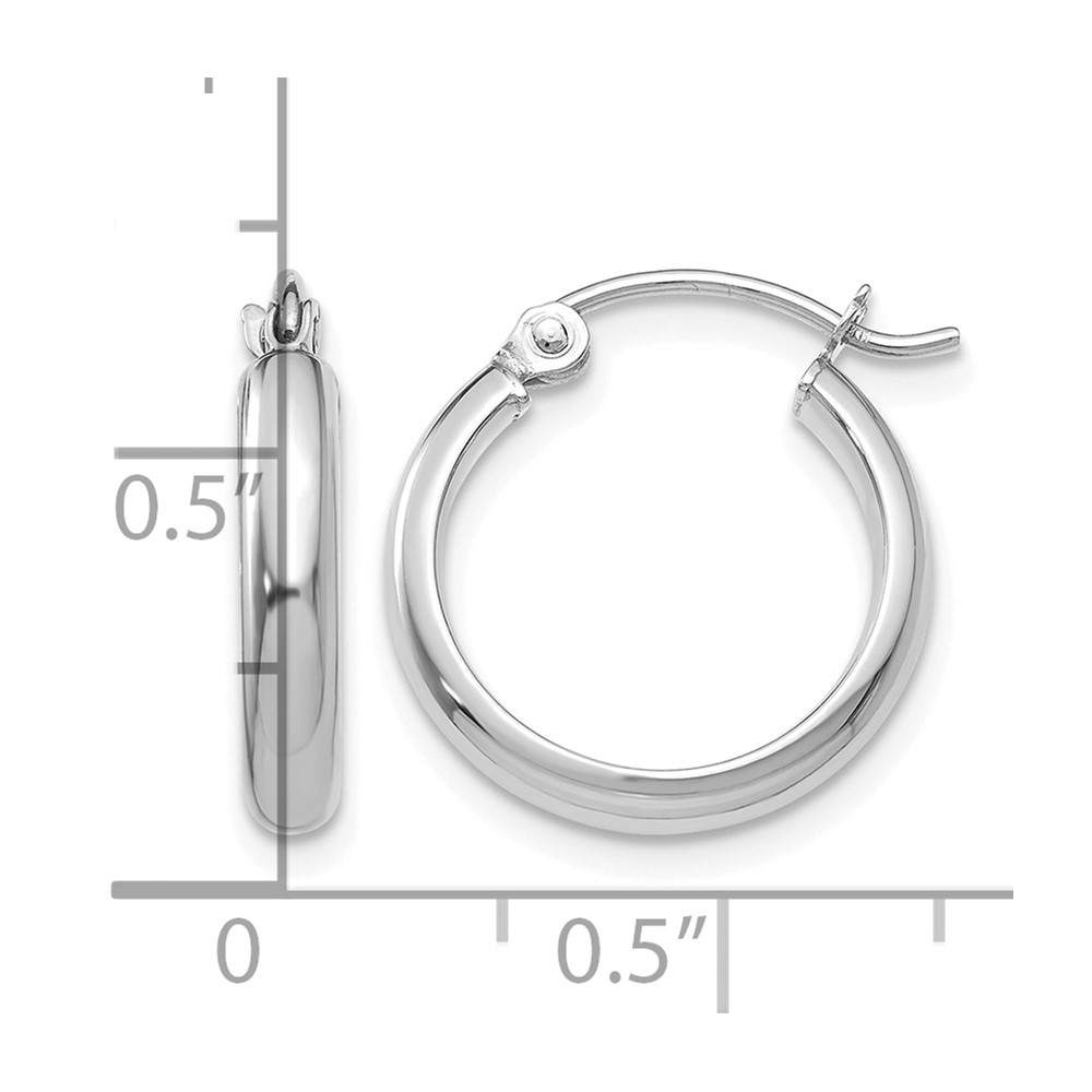 10k White Gold Round Tube Hoop Earrings (10TF106)