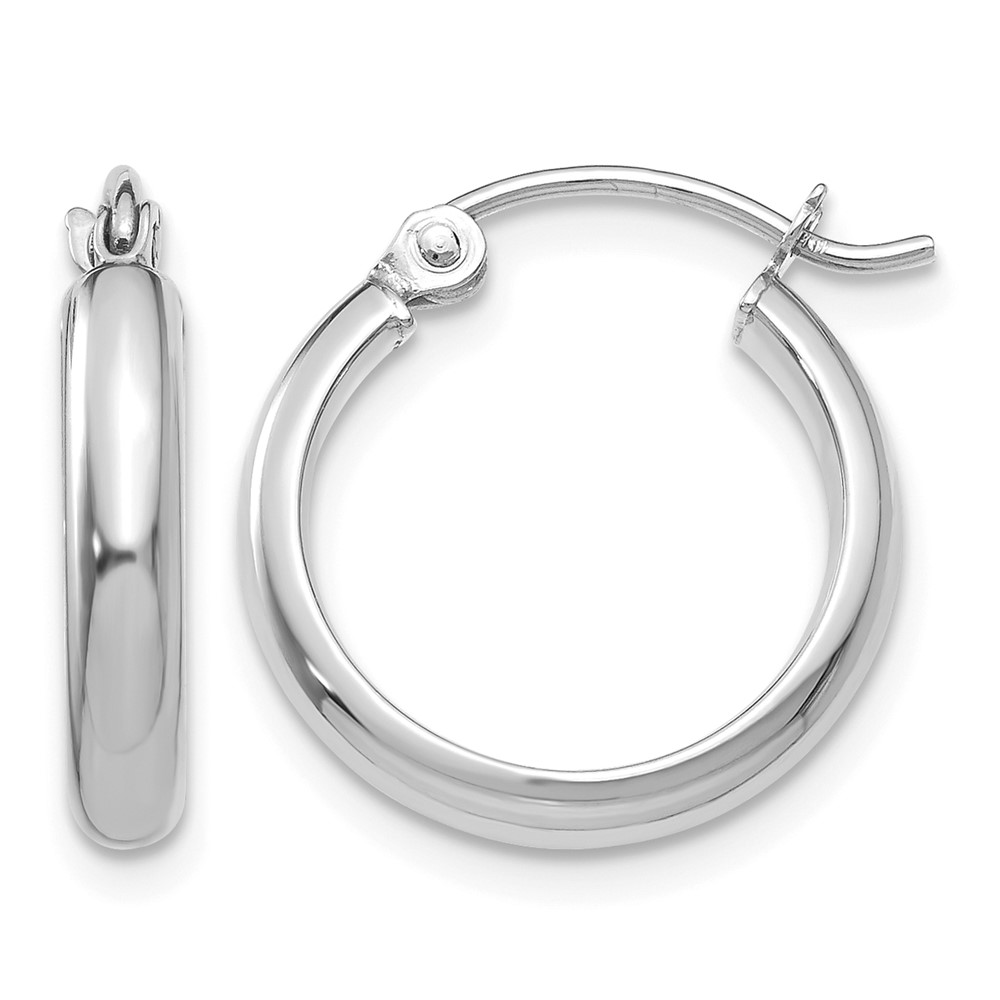 10k White Gold Round Tube Hoop Earrings (10TF106)