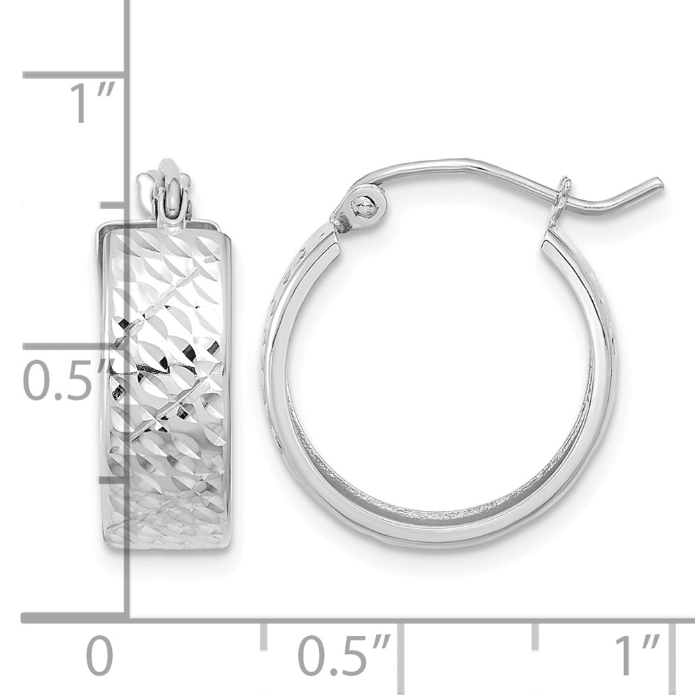 10k White Gold Diamond-cut Hoop Earrings (10TF1072W)