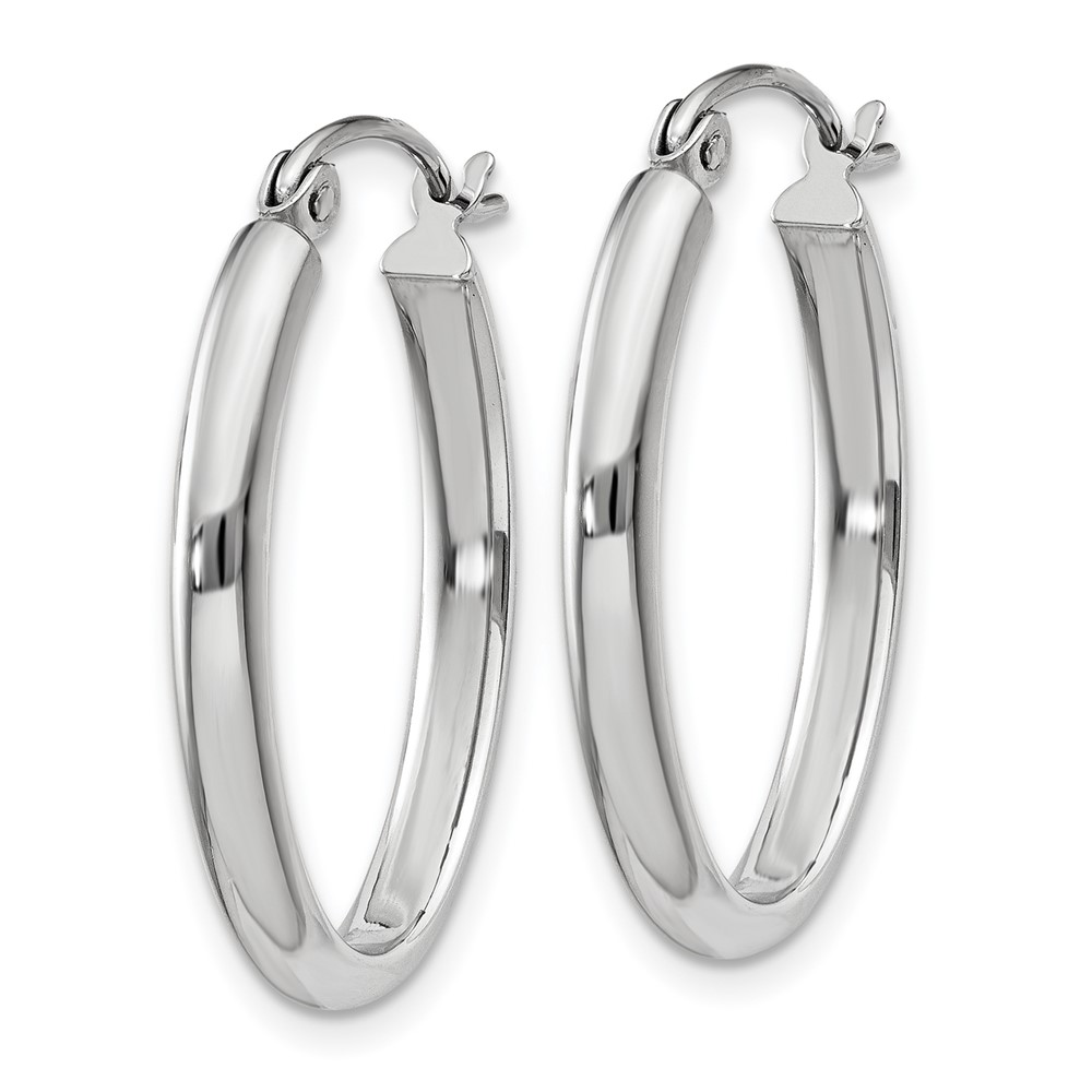 10k White Gold Polished 2.75mm Oval Tube Hoop Earrings (10TF112)