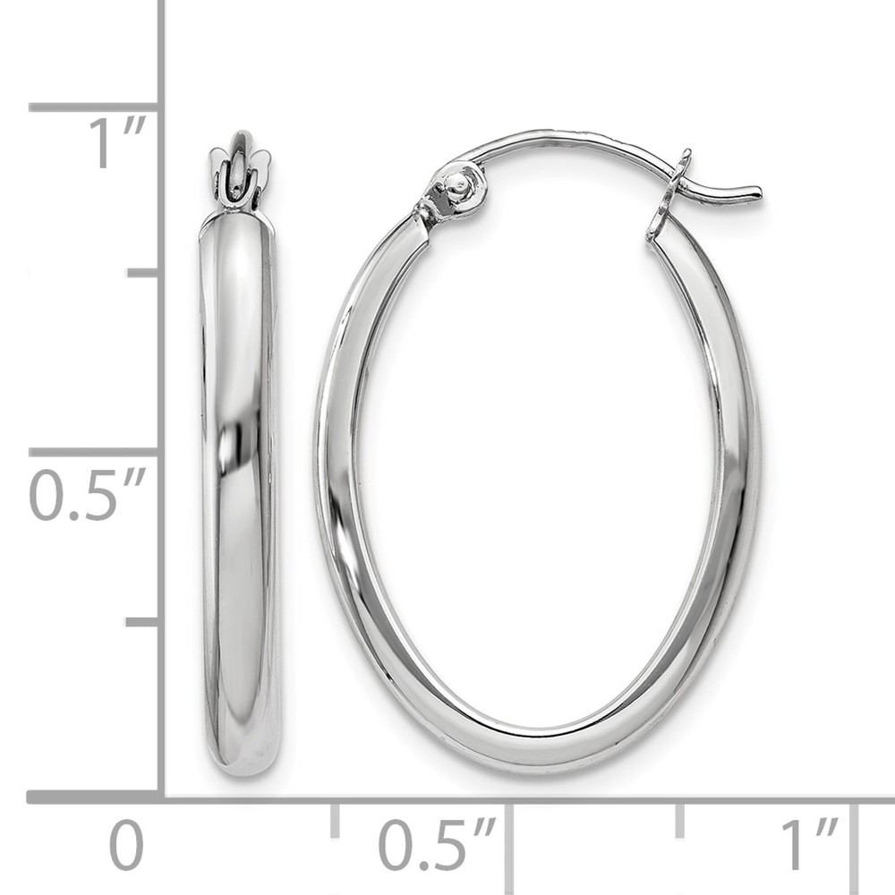 10k White Gold Polished 2.75mm Oval Tube Hoop Earrings (10TF112)