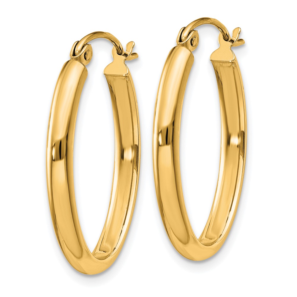 10k Polished 2.75mm Oval Tube Hoop Earrings (10TF112Y)