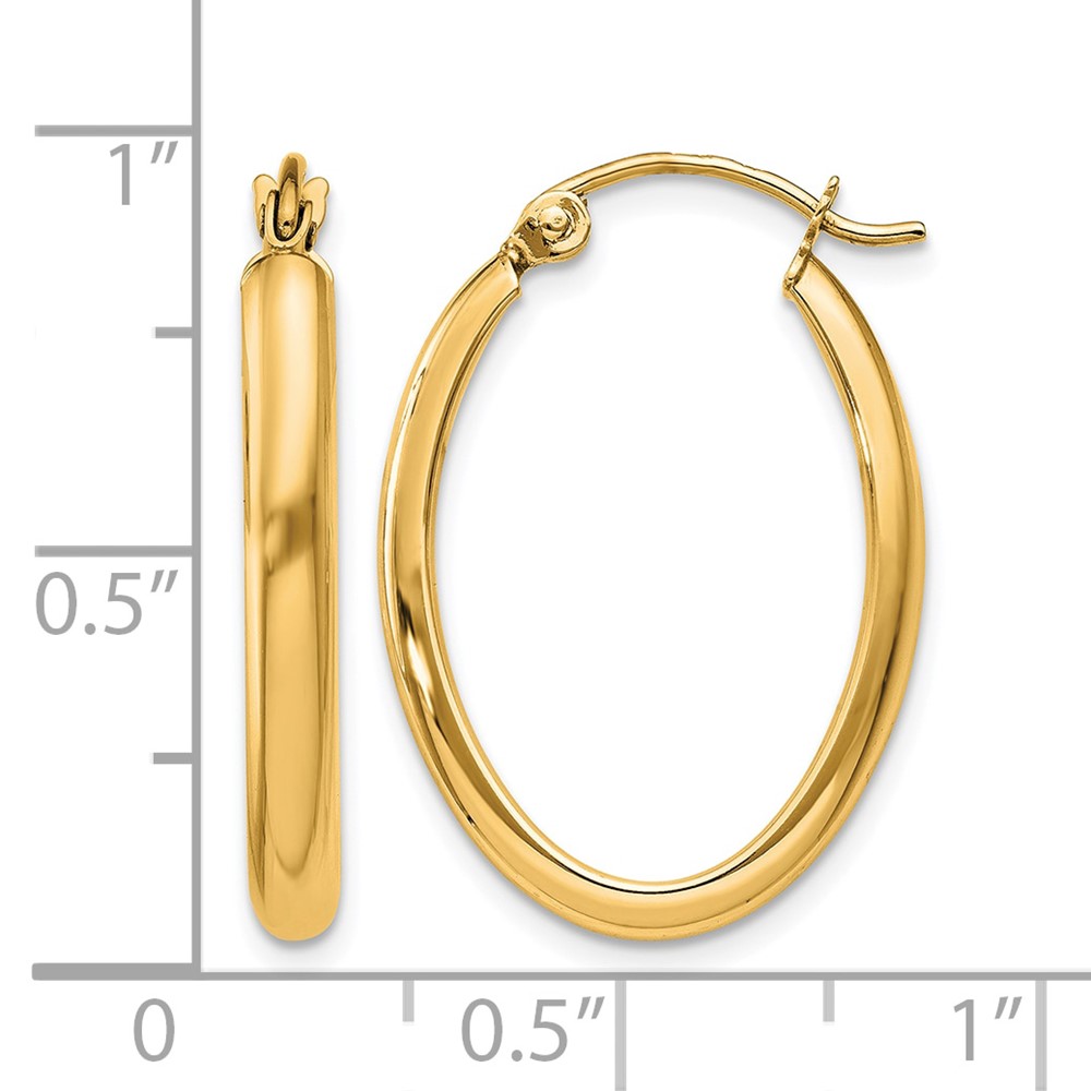 10k Polished 2.75mm Oval Tube Hoop Earrings (10TF112Y)