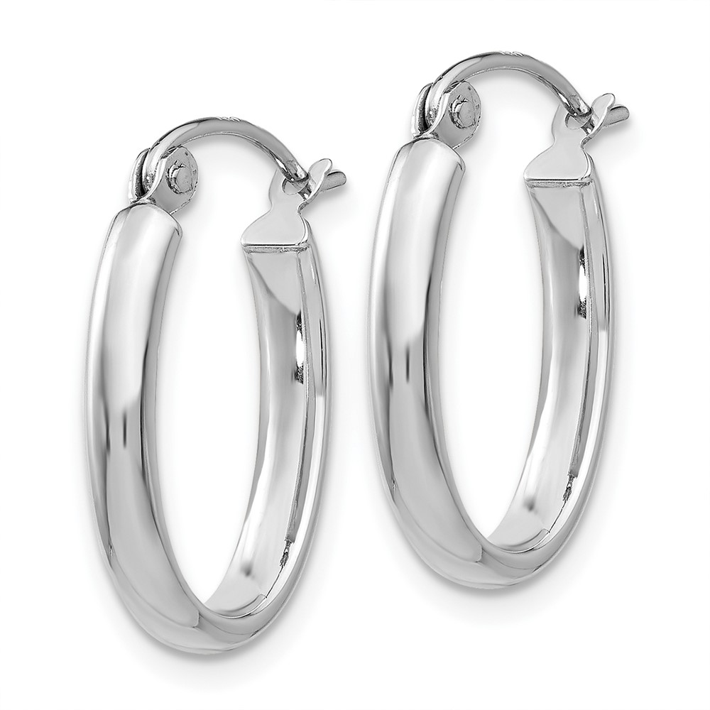 10k White Gold Polished 2.75mm Oval Tube Hoop Earrings (10TF113)