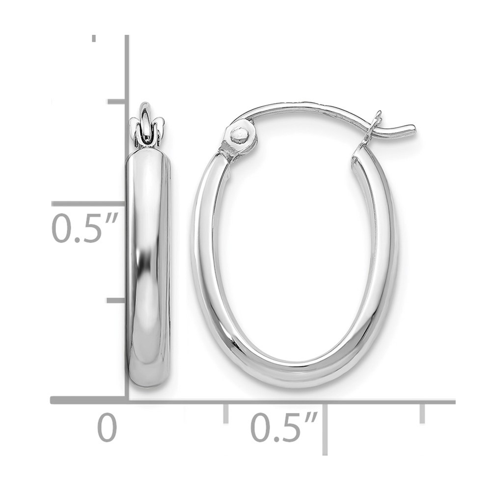 10k White Gold Polished 2.75mm Oval Tube Hoop Earrings (10TF113)