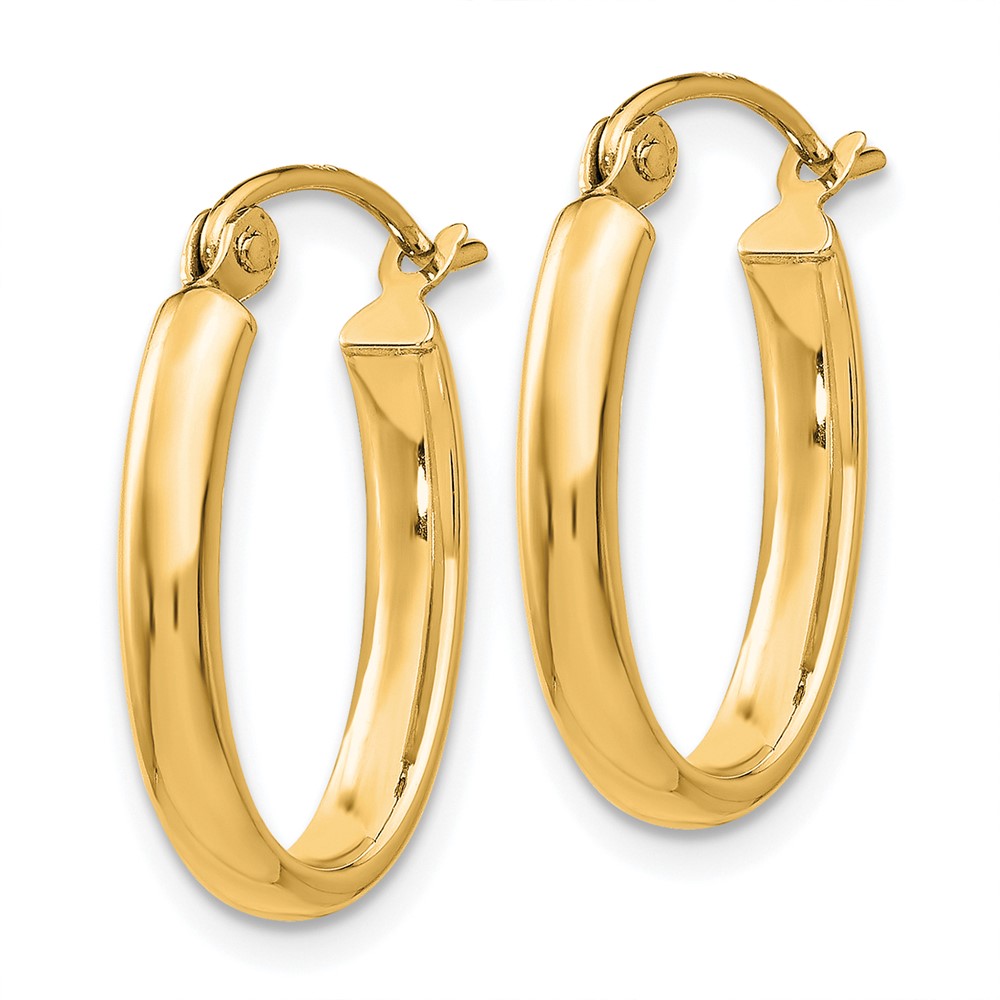 10k Polished 2.75mm Oval Tube Hoop Earrings (10TF113Y)