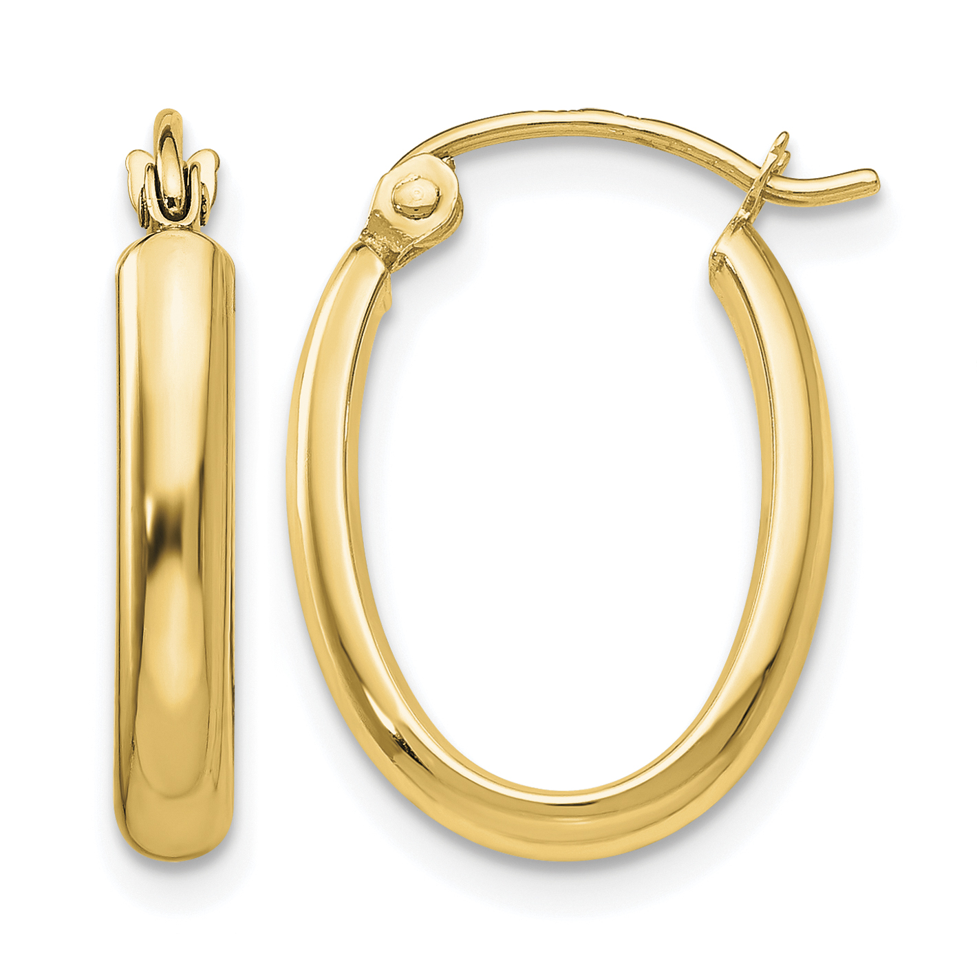 10k Polished 2.75mm Oval Tube Hoop Earrings (10TF113Y)