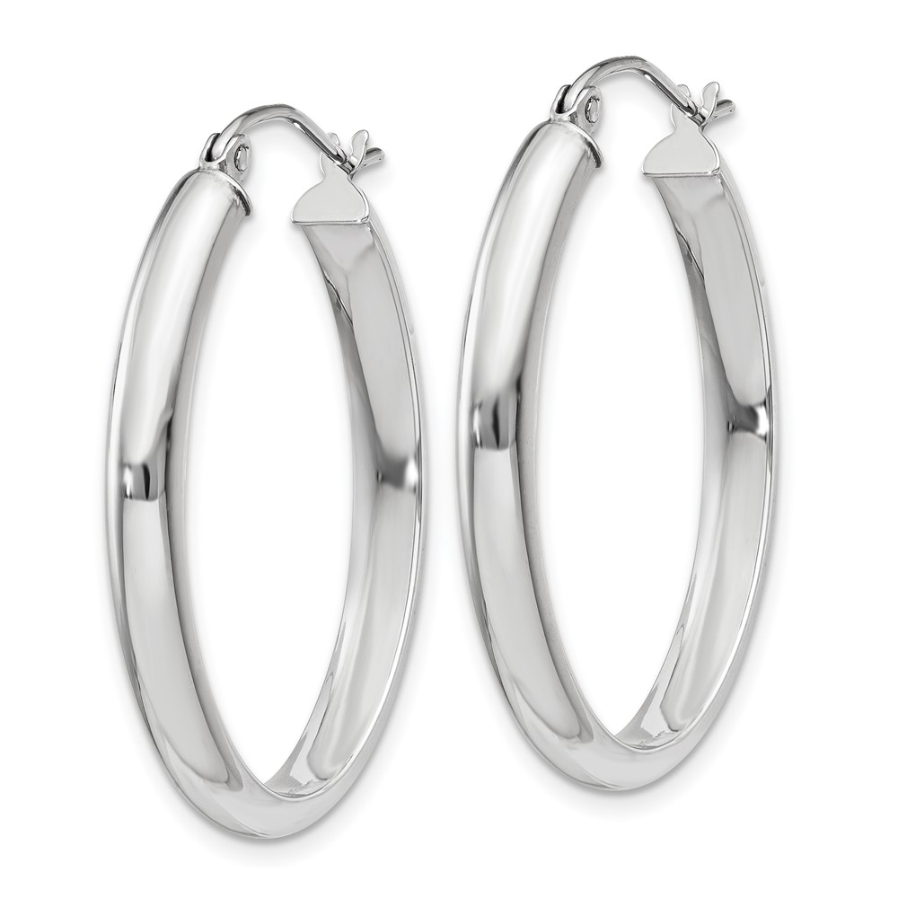 10k White Gold Polished 3.75mm Oval Tube Hoop Earrings (10TF114)
