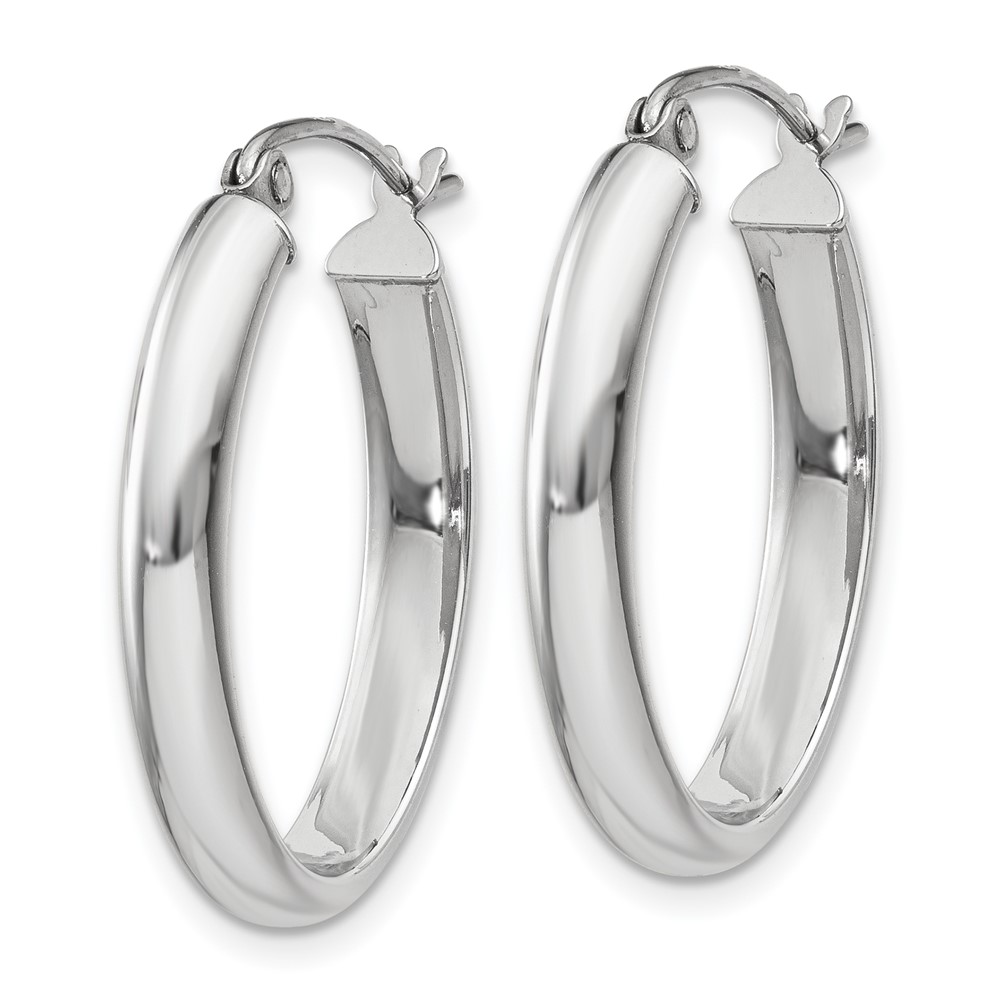 10k White Gold Polished 3.75mm Oval Tube Hoop Earrings (10TF115)