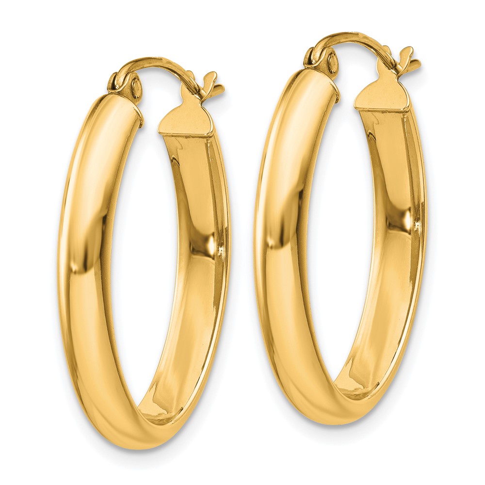 10k Polished 3.75mm Oval Tube Hoop Earrings (10TF115Y)