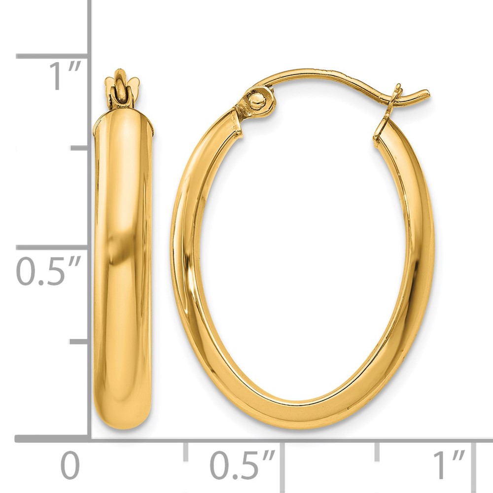 10k Polished 3.75mm Oval Tube Hoop Earrings (10TF115Y)