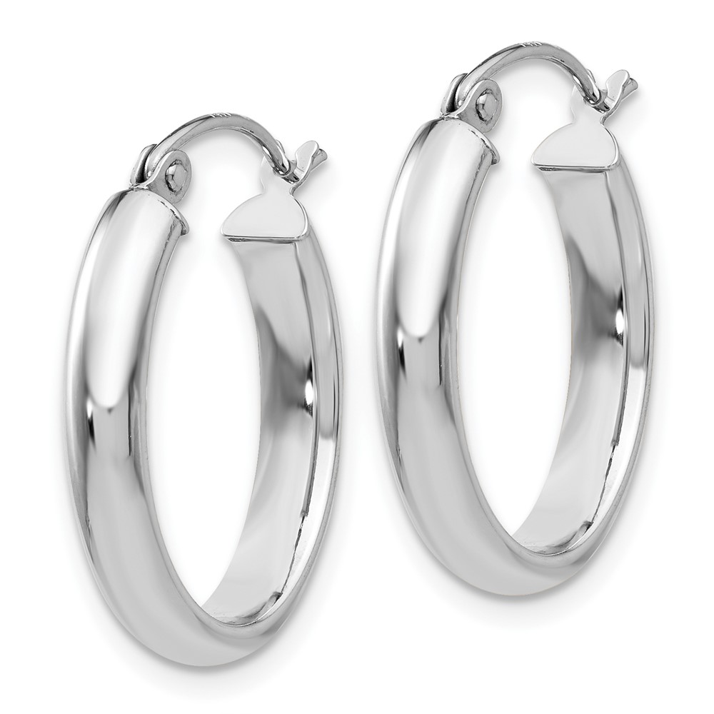 10k White Gold Polished 3.75mm Oval Tube Hoop Earrings (10TF116)