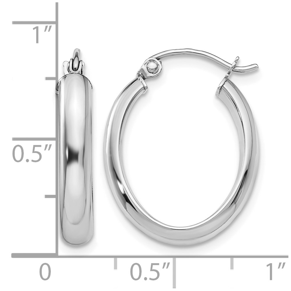 10k White Gold Polished 3.75mm Oval Tube Hoop Earrings (10TF116)