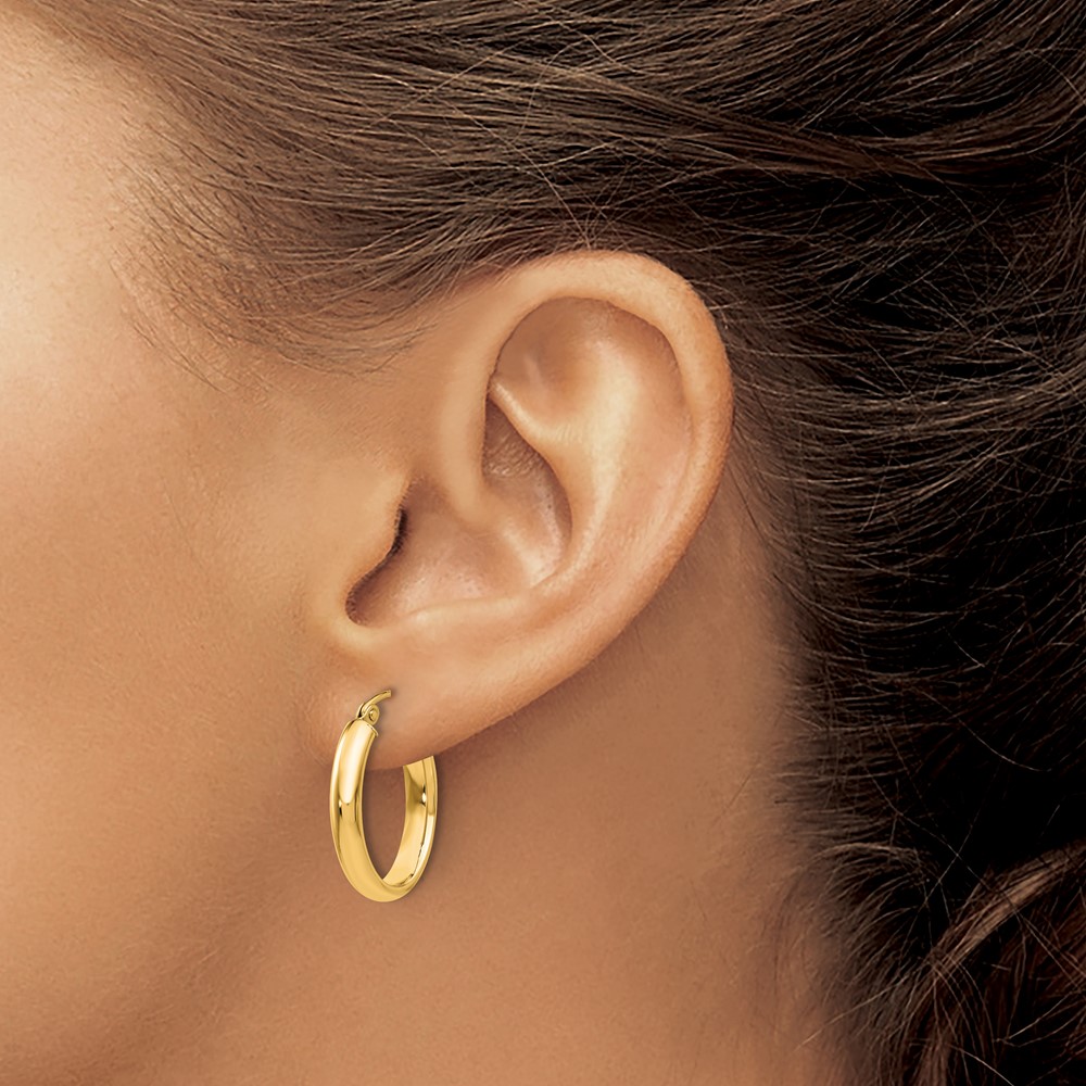 10k Polished 3.75mm Oval Tube Hoop Earrings (10TF116Y)